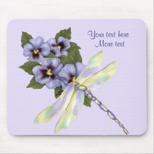 Pansies and Dragonfly Mouse Pad