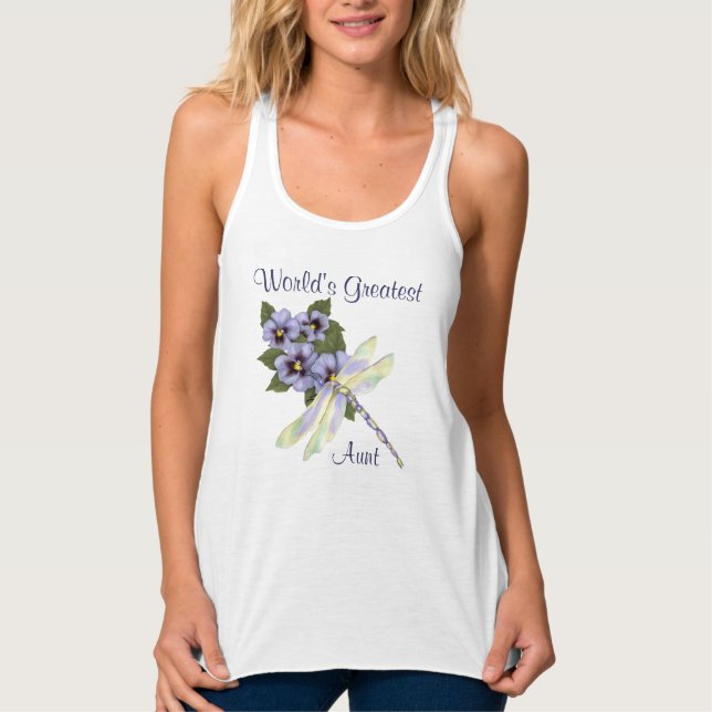 Pansies and Dragonfly Tank Top (Front)
