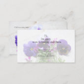 Pansies and lobelia on old handwriting mom calling card (Front/Back)