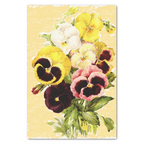 Pansies Antiqued Yellow Tissue Paper