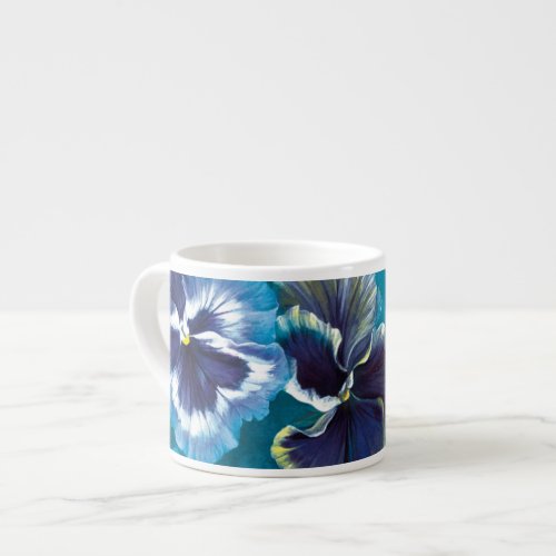 Pansies art blue espresso mug