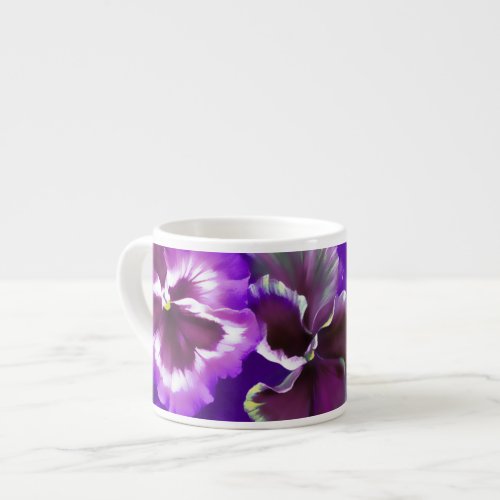 Pansies art stylized purple espresso mug