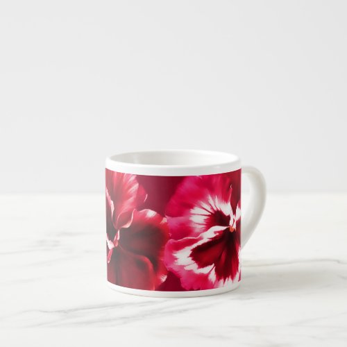 Pansies art stylized red pink espresso mug