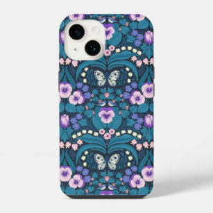 Pansies, birds and butterflies iPhone 14 case