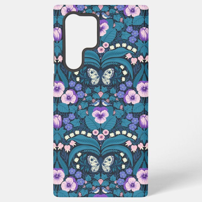 Pansies, birds and butterflies samsung galaxy case (Back)