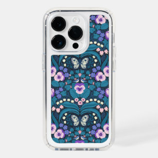 Pansies, birds and butterflies speck iPhone 14 pro case