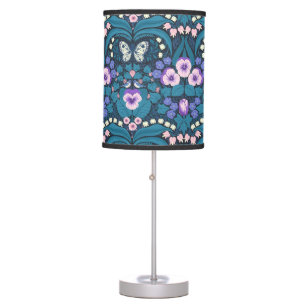 Pansies, birds and butterflies table lamp