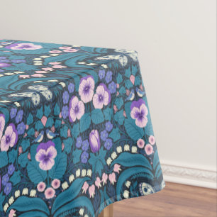 Pansies, birds and butterflies tablecloth