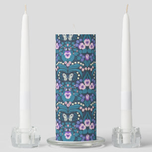 Pansies, birds and butterflies unity candle set