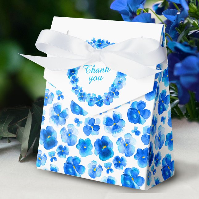 Pansies blue floral watercolor art thank you box (Creator Uploaded)
