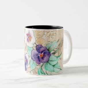 Pansies Bouquet on a Coffee Cup