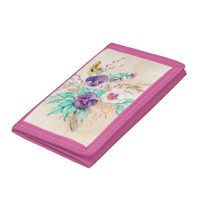 Pansies Bouquet Trifold Wallet (Bottom)