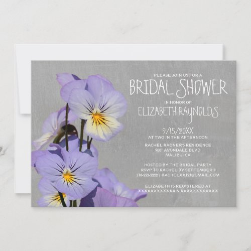 Pansies Bridal Shower Invitations