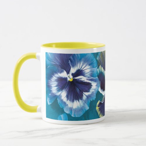 Pansies fine art floral painting mug