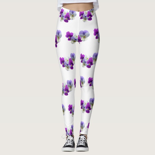 Pansies Five Flowers Pattern Legging (Front)