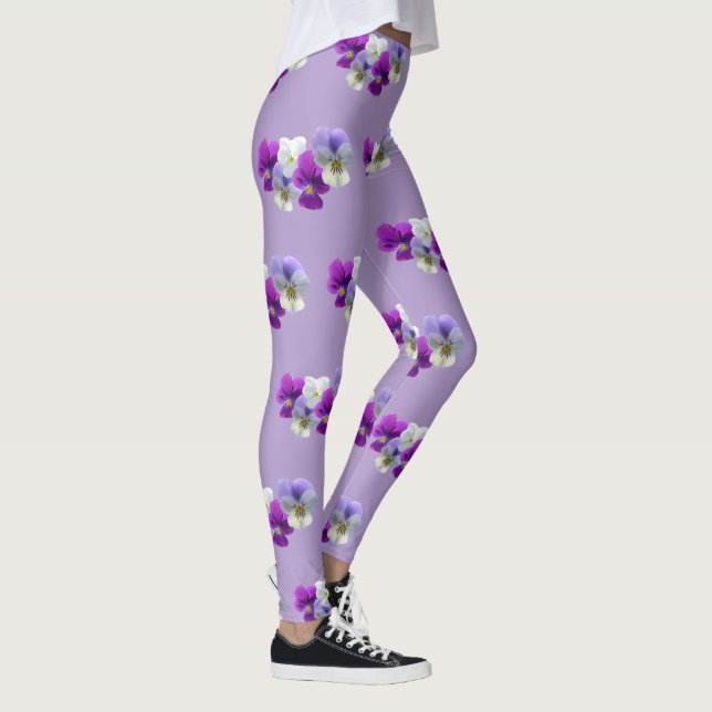 Pansies Five Flowers Pattern Purple Legging (Right)