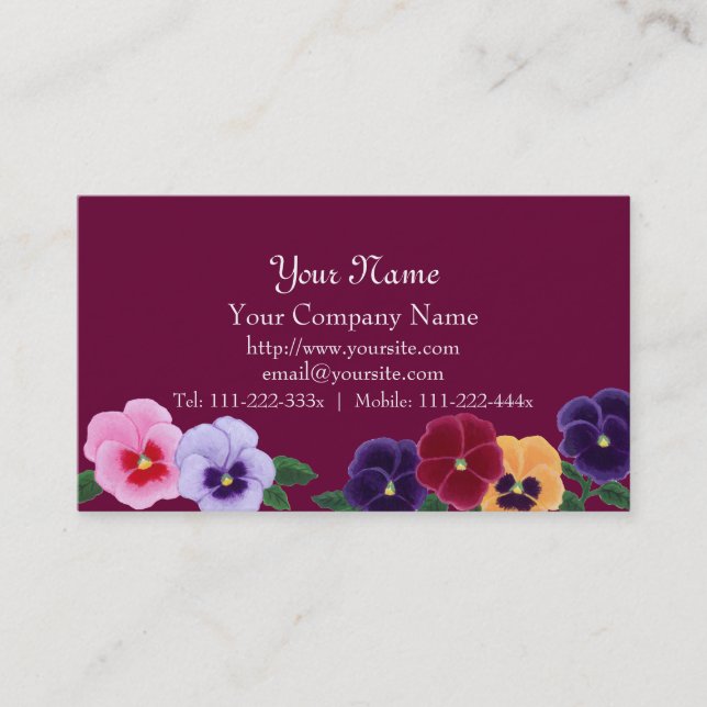 Pansies Floral Business Cards (Front)