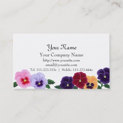 Customizable Pansies Floral Business Cards
