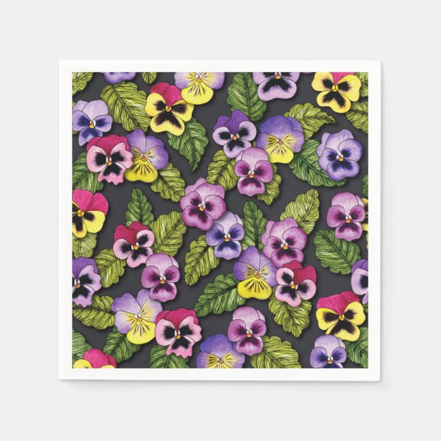Pansies Floral Napkins (Front)