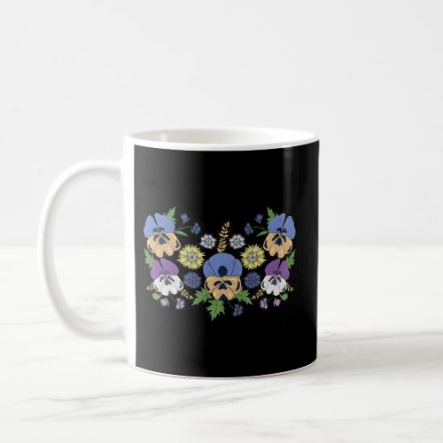 Pansies Floral Ukrainian Vyshyvanka Style Coffee Mug