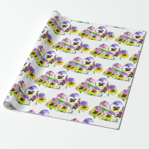 Pansies Floral Vintage Garden Painted Wrapping Paper