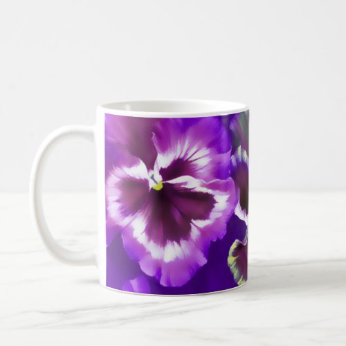 Pansies flower purple stylized art mug