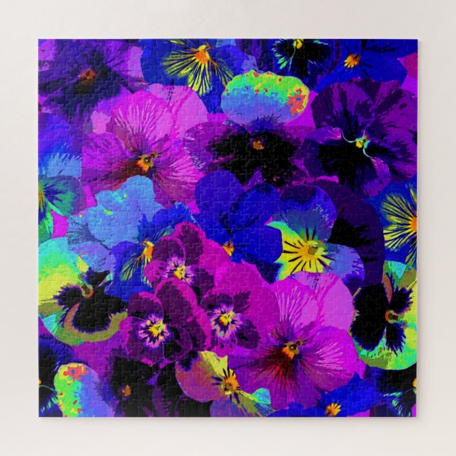 Pansies Flowers Jigsaw Puzzle Spring Purple (Horizontal)