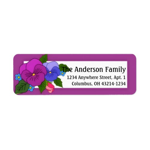 Pansies Flowers Return Address Labels d1