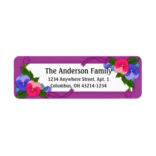 Pansies Flowers Return Address Labels d2