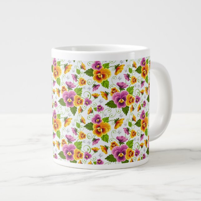 Pansies Giant Coffee Mug (Front Right)