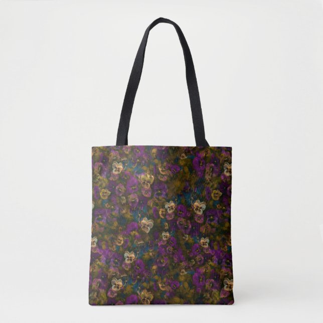 Pansies [gold] tote and cross over by Jason Street Bag (Front)