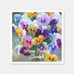 Pansies Happy Birthday Napkins