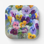Pansies Happy Birthday Paper Plates
