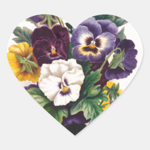 Pansies Heart Sticker