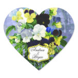 Pansies Heart Wedding Bouquet Heart Stickers