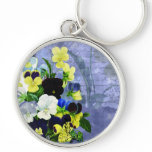Pansies Heart Wedding Keychain
