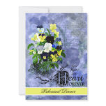 Pansies Heart Wedding Rehearsal Dinner Invitation