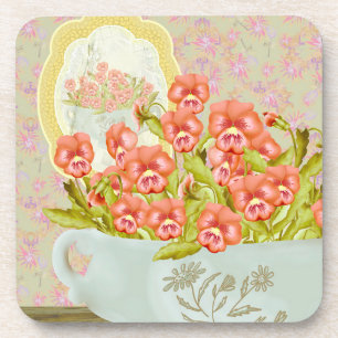 Pansies in a Bowl  Beverage Coaster