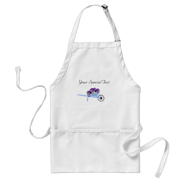 Pansies in Wheelbarrow Adult or Child Apron 3 Opt. (Front)