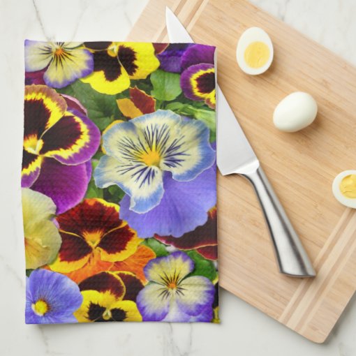 Pansies Kitchen Towel 3 Zazzle