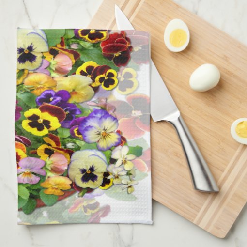 Pansies Kitchen Towel 4 Zazzle
