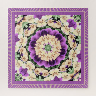 Pansies Mandala: Antique Purple Jigsaw Puzzle