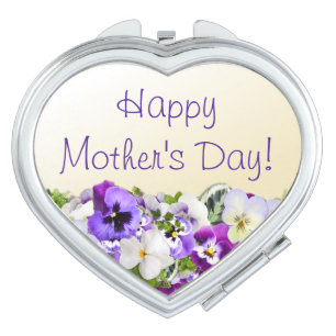 Pansies Mirrored Compact Vanity Mirror