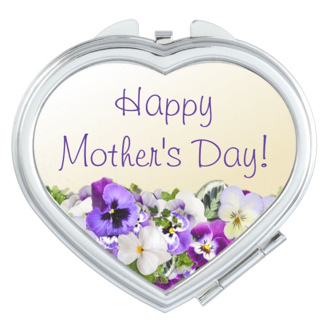 Pansies Mirrored Compact Vanity Mirror (Front)