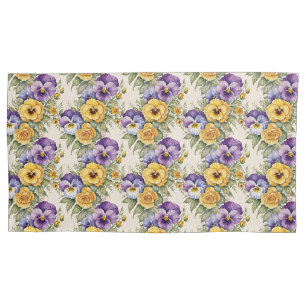 Pansies Modern Vintage Floral Pillow Case
