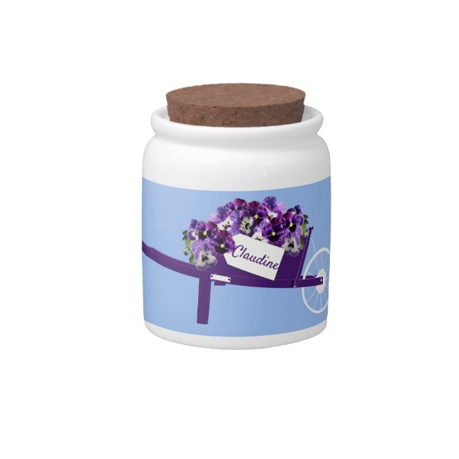 Pansies Money Candy Jar (Front)