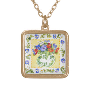 Pansies - nasturtiums 2013 gold plated necklace