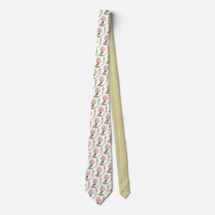 Pansies on a White Neck Tie
