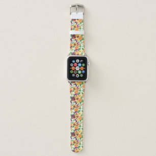 Pansies on off white apple watch band
