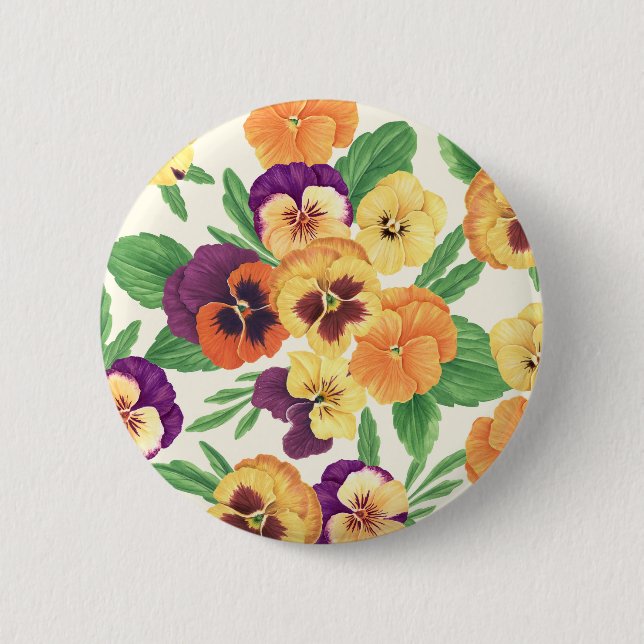 Pansies on off white button (Front)